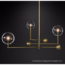 Simple hanging decorative round ball metal gold luxury modern led chandelier